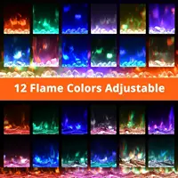 Электрический камин, 3 в 1 3D настенный с подогревом 1800 Вт/12 цветовых светодиодов с эффектом пламени/дистанционное управление/таймер до 12 часов — изображение 5