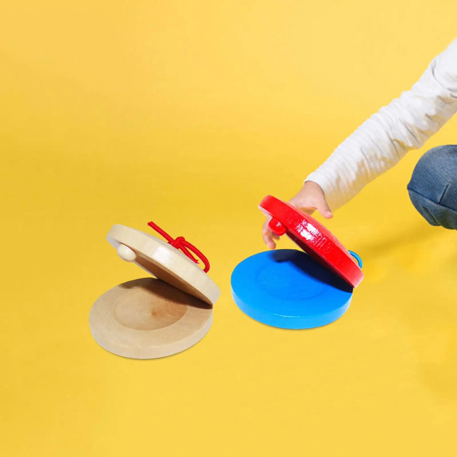 

2 Pieces Wooden Castanets Music Enlightenment Spanish Percussion Toy for Preschool Birthday Gifts Holiday Classroom Kindergarten