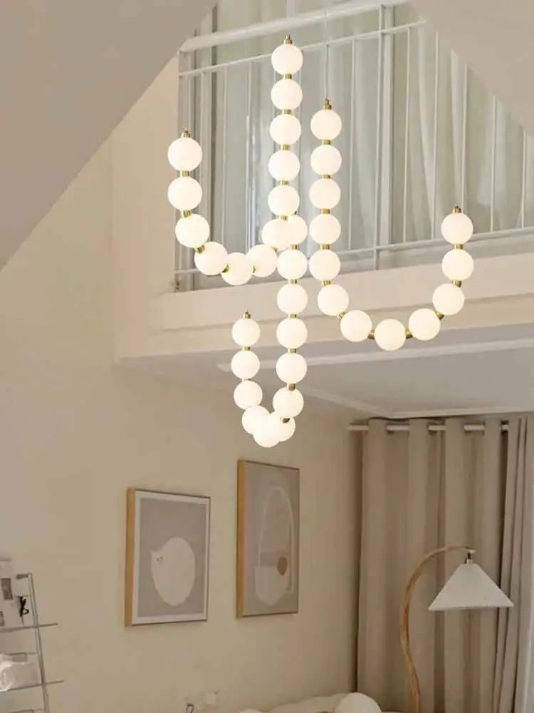 

Ball Loft Design Nordic Led Ceiling Pendant Lamps Indoor Lighting Chandelier Light Sitting Room Villa Loft Staircase Chandeliers