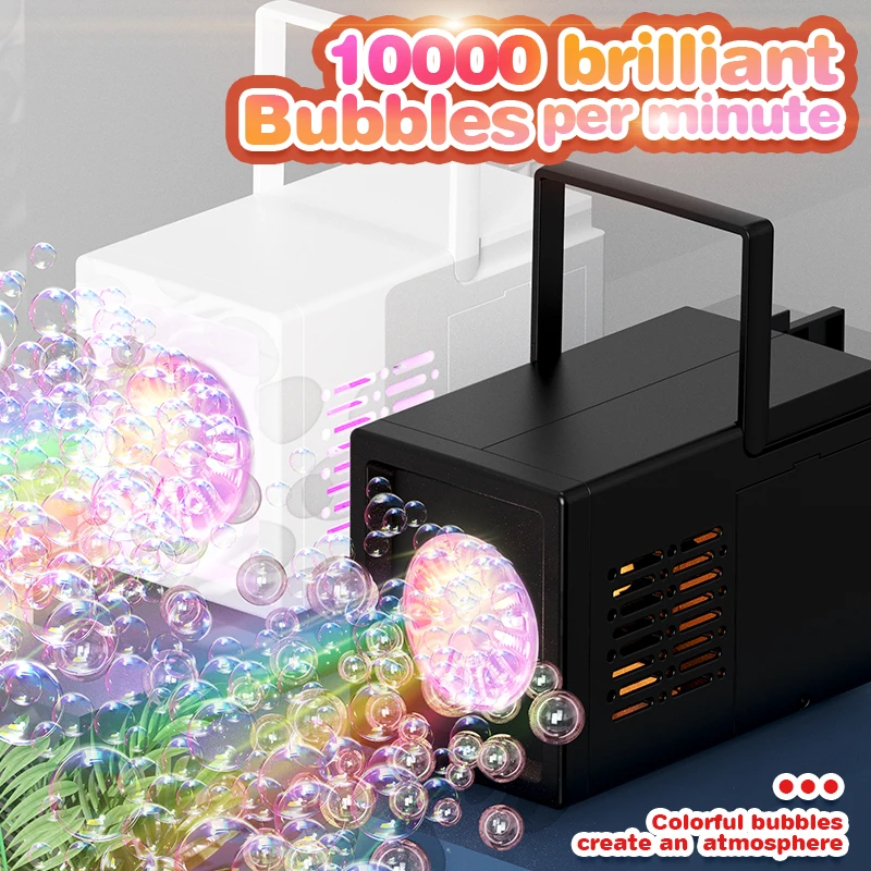 The handheld colorful bubble machine is portable and fun for children, allowing them to create a dreamy atmosphere anytime, anyw