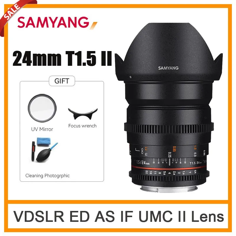 Samyang 24Mm T1.5 Ii Cine Lens Obiettivi Manuali Grandangolari Full-Frame Per Canon M Canon Rf Slr Micro Slr Camera Lens
