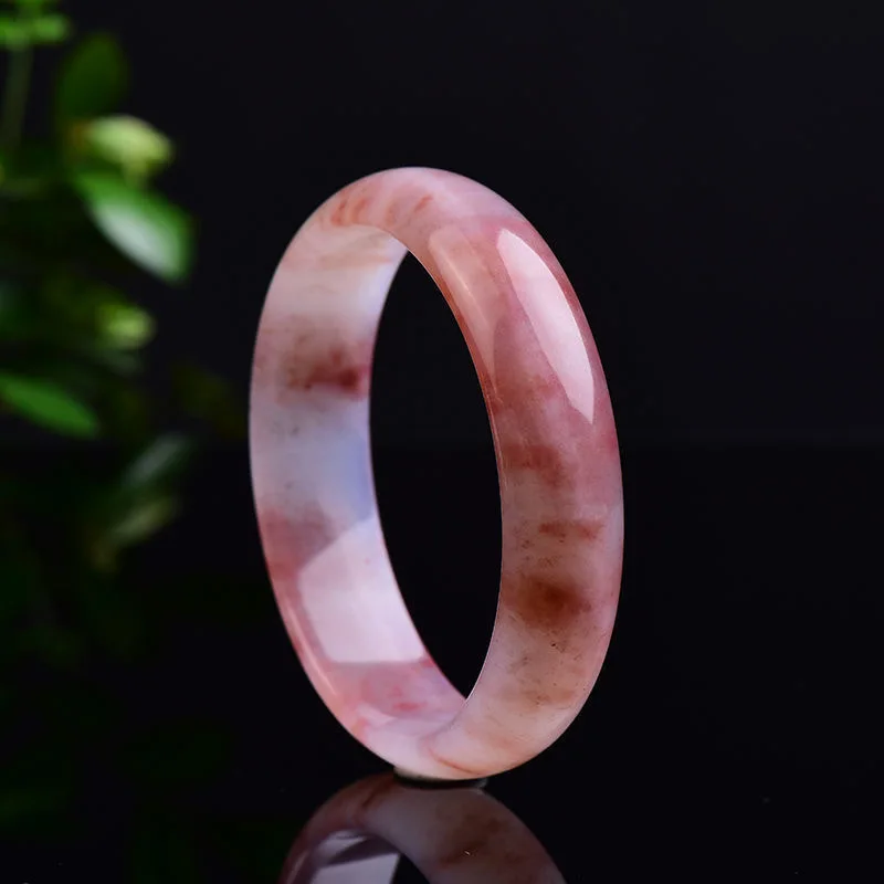 Jiale/Hand Carved/Natural Gold Wire Jade Violets Bangle Accessories Women Fine Jewelry Banquet Party Flat Bar Girlfriend Gift