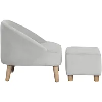 Qaba Kids Sofa Set, Toddler Chair, Sofa & Ottoman for Bedroom, Playroom, Children's Couch for 3-5 Years, Grey 6