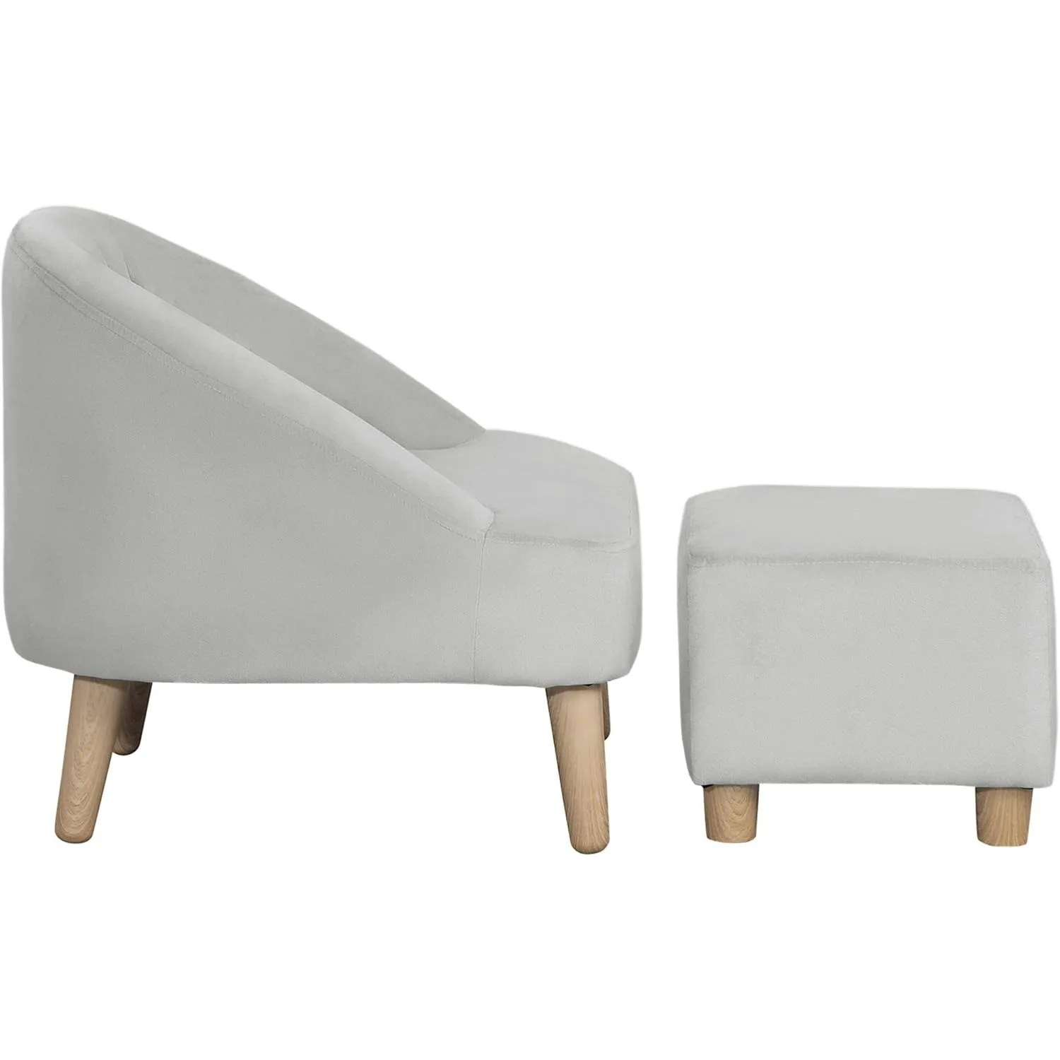 Qaba Kids Sofa Set, Toddler Chair, Sofa & Ottoman for Bedroom, Playroom, Children's Couch for 3-5 Years, Grey 6