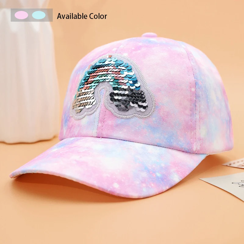 Children's Cute Rainbow Baseball Cap for Boys Girls Adjustable Stylish Colorful Unisex Design Peaked Cap Kids Outdoor Sun Hat