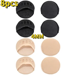 Women's Five-Toe Forefoot Cushions for High Heel Comfort and Shock Absorption (8pcs-4mm-Black Beige)