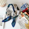 70 Pleated Small Square Scarf Professional Office Ladies Shawl Handmade Scarf Floral Print Silk Neckerchief Elegent Bandana 4