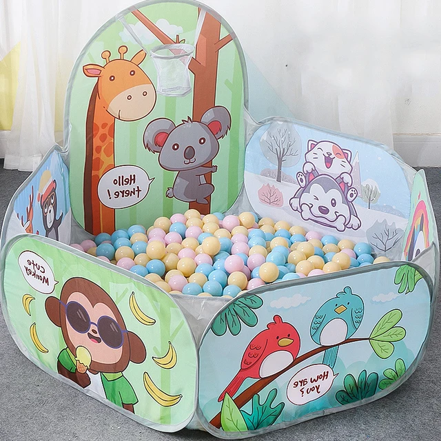 1.2M Kids Playpen Playground Baby Ball Pit Balls Dry Pool with Basketball Hoop Children's Tent Park Portable Kids Balloons Toys 1