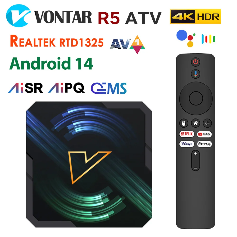 VONTARR5ATVAndroid14TVBoxRealtek1325CPUA55EdgeAIMali-G57GPUSupportAI-PQAI-SRHDR10+Wifi6MediaplayerSettopbox-AliExpress