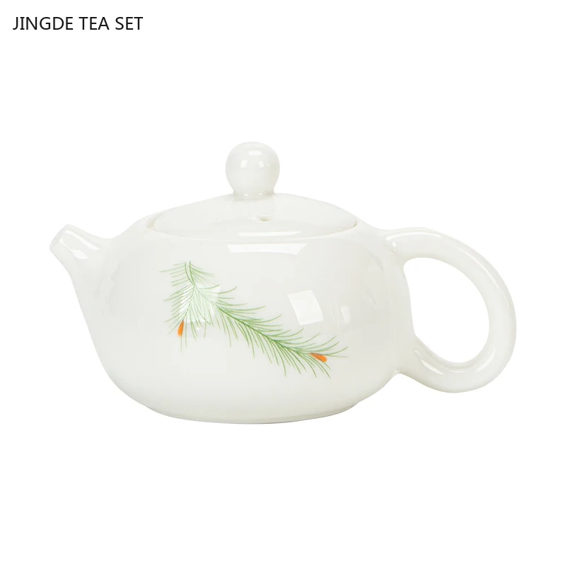 1PCS 190ml Dehua White Porcelain Teapot Sheep Fat Jade Porcelain Large Capacity Xishi Teapot Filter Net Single Pot