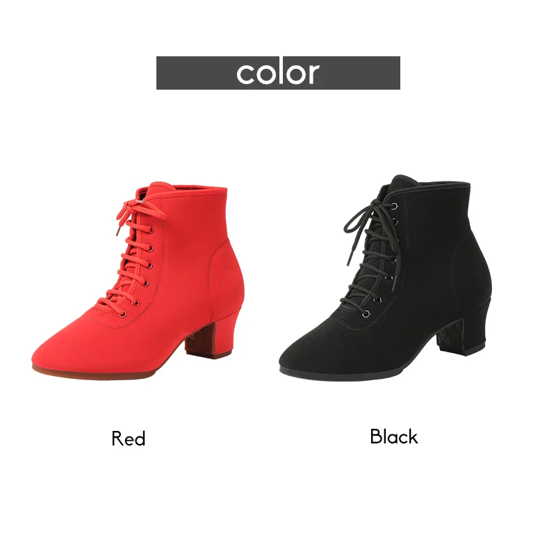 DKZSYIM New Women Ballroom Latin Dance Shoes Jazz Modern Dance Shoes Lace Up Dancing Boots Red Black Sports Dancing Sneakers 2