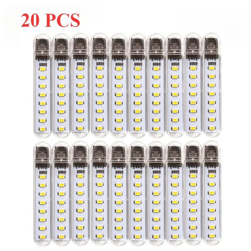 20PCS LED USB Plug Light Reading Light Portable Reading Desk Lamps Bedroom Night Light Book Lamp for Laptop Keyboard Lighting