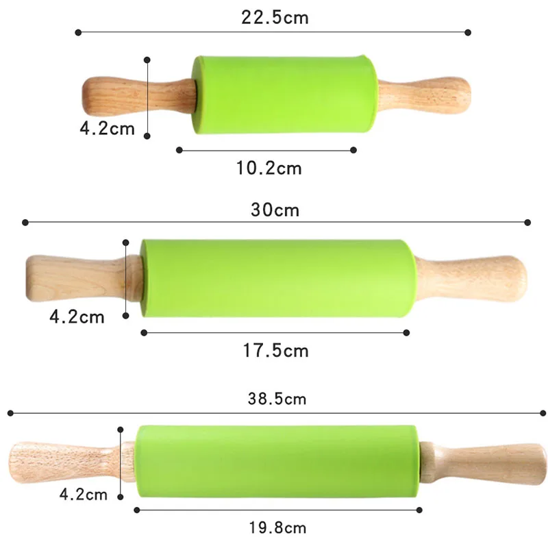 Sc047e695560c46ac8c2e9c06e3b4fcb0F Non-Stick Wooden Handle Pin Pastry Dough Flour Roller Silicone Rolling Pin Kitchen Baking Cooking Tools Christmas Rolling Pin