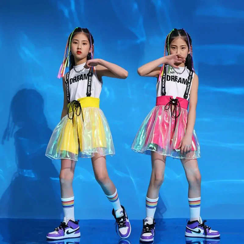 Girls Jazz Dance Costumes Hip Hop Outfits Cheerleading Performance Clothing Street Dancing Dress Suit Kids Modern Stage Wear