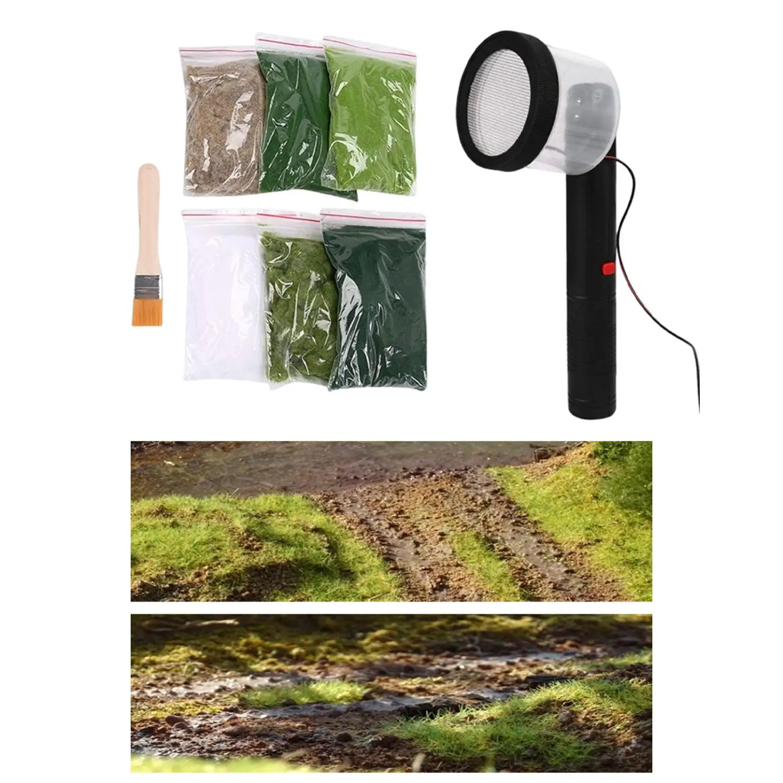 Static Grass Applicator for Landscaping with 6 Bags Planting Machine Flocking DIY Railway
