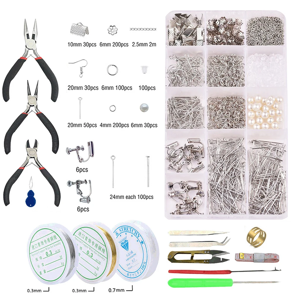 

Jewelry Tool Kits Pliers Set Open Jump Ring Tweezers Wires Earring Converters Pearl for DIY Jewelry Making Supplies Accessories