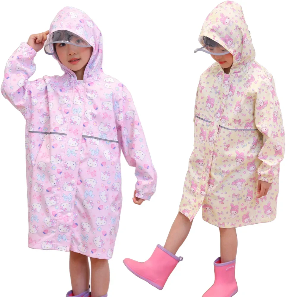 

Kawaii Sanrioed Hello Kittys Kids Baby Raincoat Cloak Anime My Melody Kuromi Waterproof Clothing Rain Coat Girls Boys Rainwear