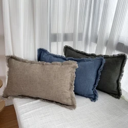 Faux Linen Cushion Covers with Tassels, Euro Flax Set, Decorative Throw Pillow Cover, Boho Shabby Chic Style, 45x45cm, 30x50cm,