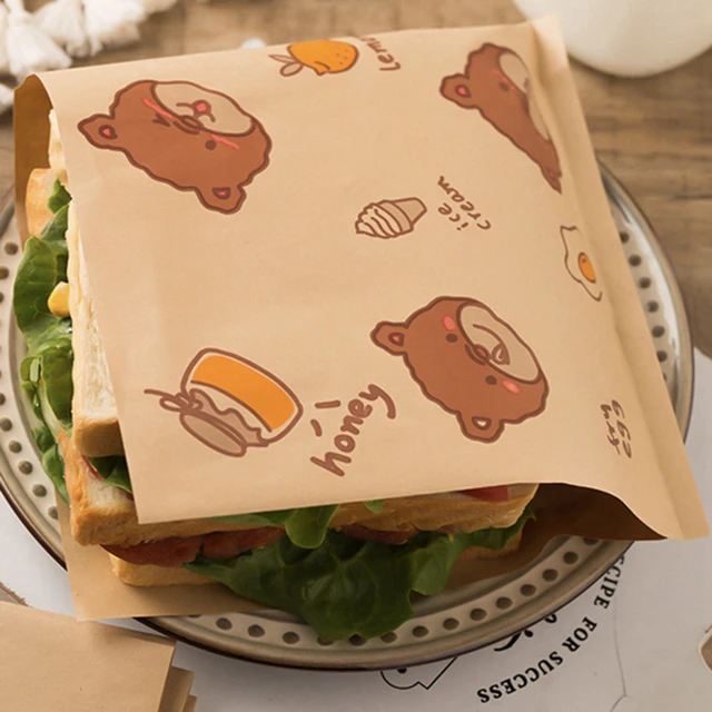 Caja de papel desechable para hamburguesas, Envoltorios de alimentos de  grado de grasa, bolsas de herramientas para hornear, patatas fritas -  AliExpress