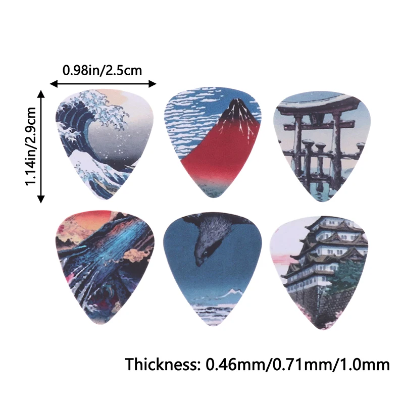 10Pcs Mixed Painting Shrapnel Guitar Picks Plectrum Smooth Guitar Picks For Bass Ukulele Acoustic Electric Accessories