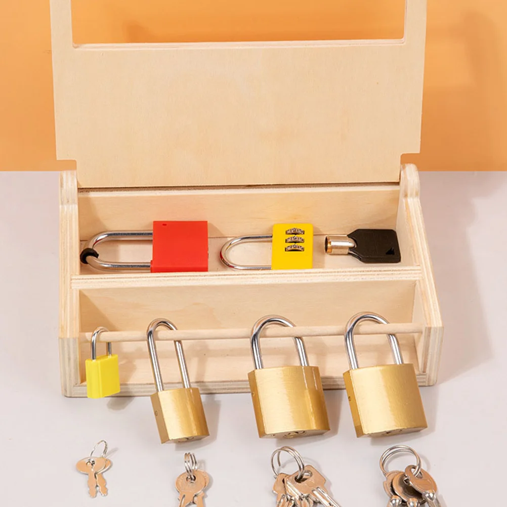 Montessori Lock Key Toy Set Early Education Box for Kids 1 3 Years Old Wooden Metal Safe Learning Tool Stimulates Creativity