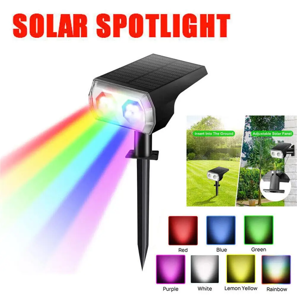 10 LED RGB Solar Spotlight Waterproof Outdoor Garden Courtyard Wall Lamp Light Control Ground Lights