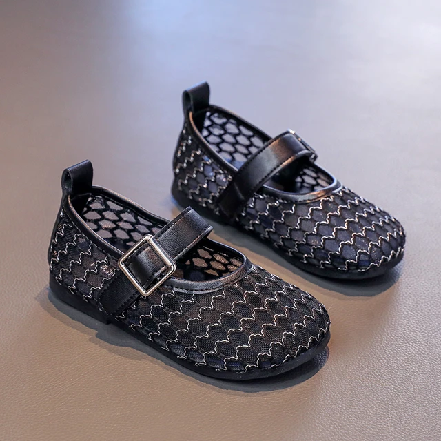 Summer Girl's Sandals Net Fabric Solid Color Breathable Flat Children Sliders Hook-loop Cover Toe Daily Leisure Kids Shoes 26-36 5