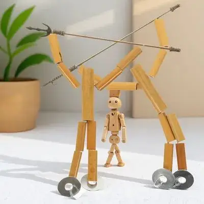 2 가방 대나무 인형 DIY 재료 키트 어린이를위한 고급 안전 대나무 조립 공예 세트 미세 운동 능력 가족