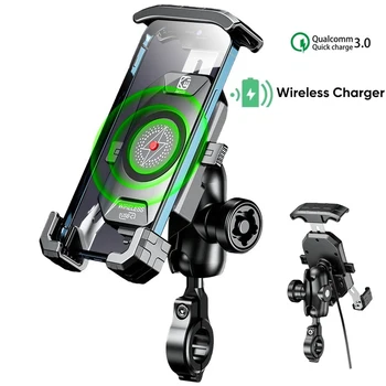 2022 Supporto per telefono per moto 12V aggiornato 20W Tipo C PD Caricatore rapido 15W Supporto per caricabatterie wireless per cellulare da 4.0-7.0 "