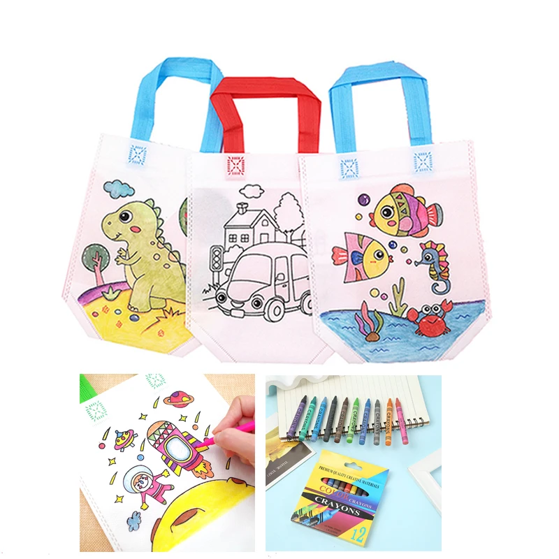 5Pcs Kids DIY Drawing Colored Graffiti Bag & Painting Crayons Children Learning Educational Drawing Toys Set for Boy Girl Gifts