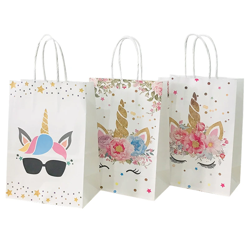 Description Picture 2 of item12pcs Party Kraft Paper Gift Bag with Handle Cute Cartoon Print Candy Favor Bags Wedding Baby Shower Birthday Party Decorations