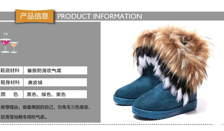 Frauen Winterstiefel Schnee Pelzstiefel Winter Warme Stiefeletten Für Frauen Schneeschuhe Stil Runde Zehen Slip On Winterstiefel Größe 36-42 – Detail 4