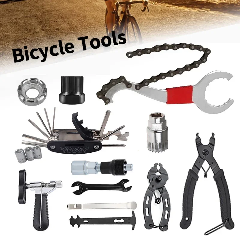 

Bicycle Repair Tool Kits MTB Bottom Bracket Remover Crank Extractor Puller Wrench Flywheel Cassette Removal Chain Breaker Cutter