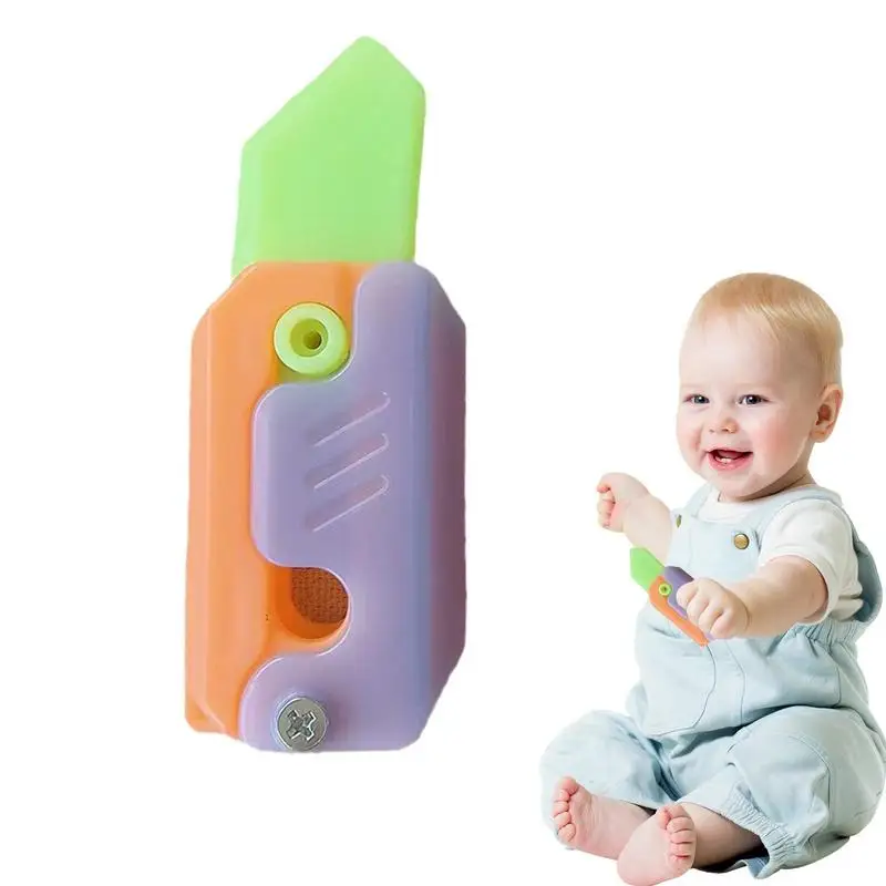 

3D Printed Knives New Carrot Knife Retractable Glow Fidget Gravity Glow Push Card Small Toy For Stress Relief Accessory