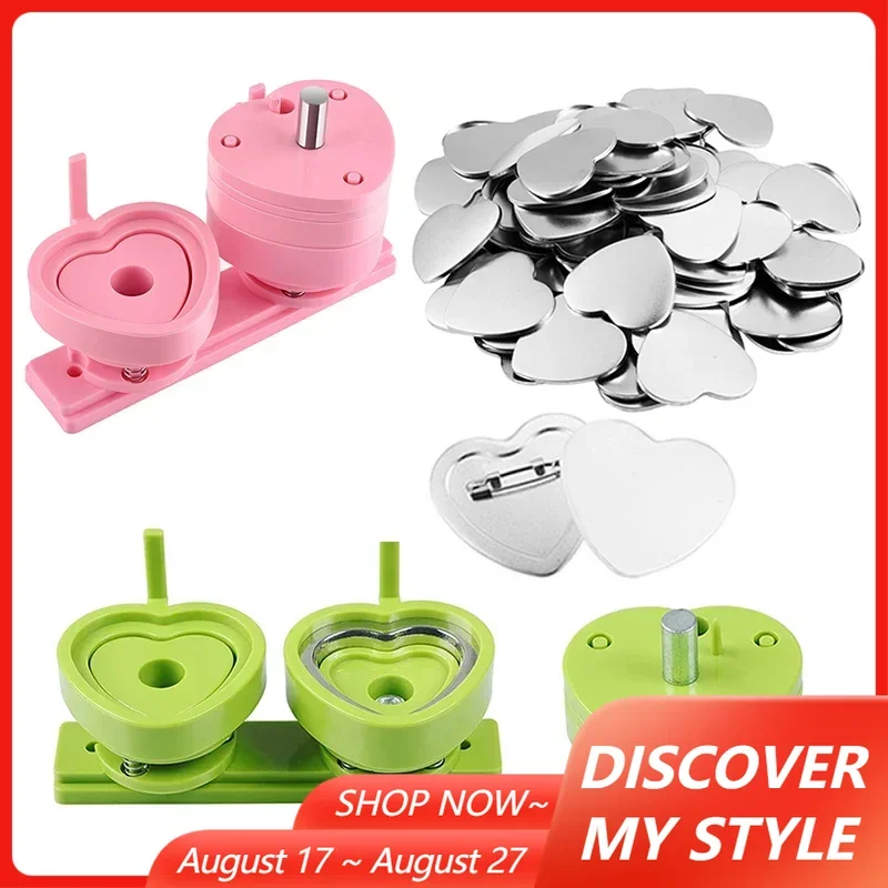 57mm Heart Shaped Badge Mold for Sliding Style Badge Button Maker Machine Replacement 100Sets