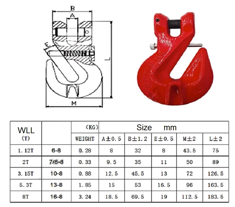 Boxer 10 Pack - 3/8" Grade 70 Forged Clevis Slip Hook, 30,000 Lbs Breaking Stren