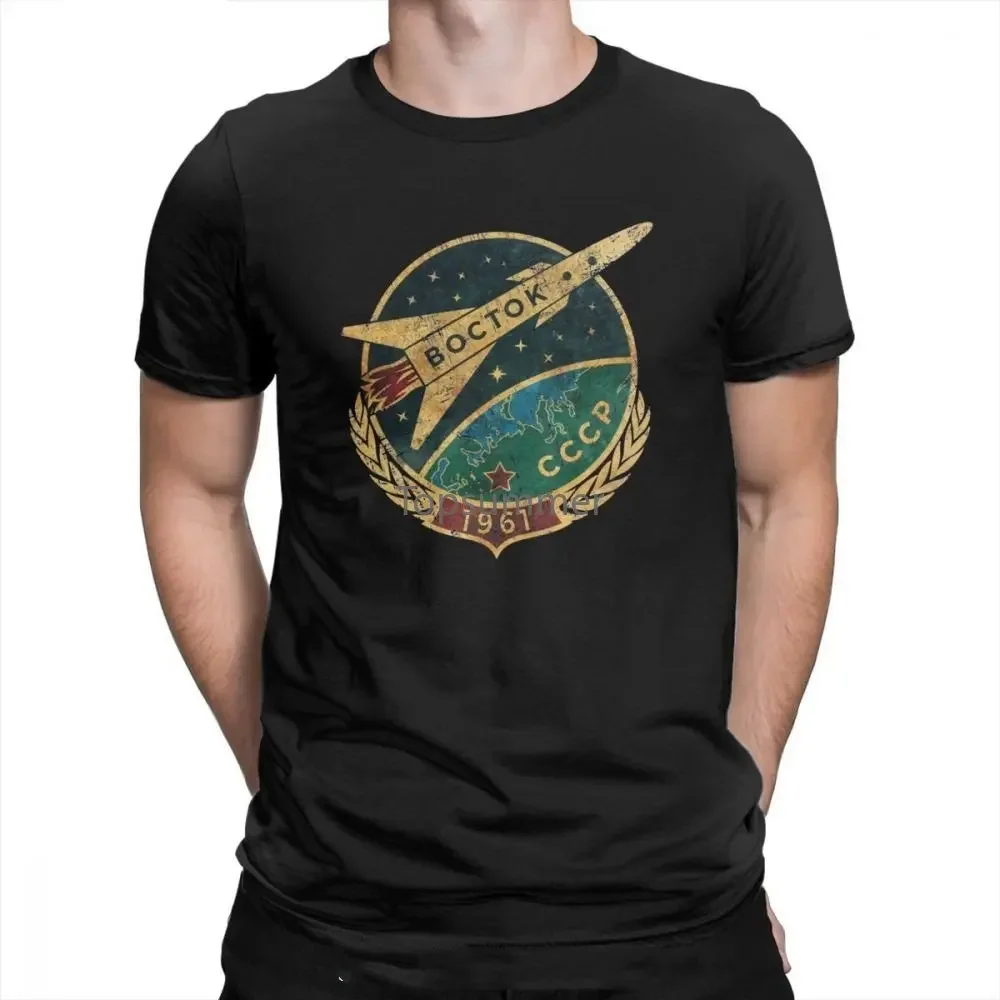 

Cccp T Shirts Soviet Vostok Russia Tee Shirt Yuri Gagarin T-Shirts Short Sleeve Male O-Neck Cotton Tops Streetwear