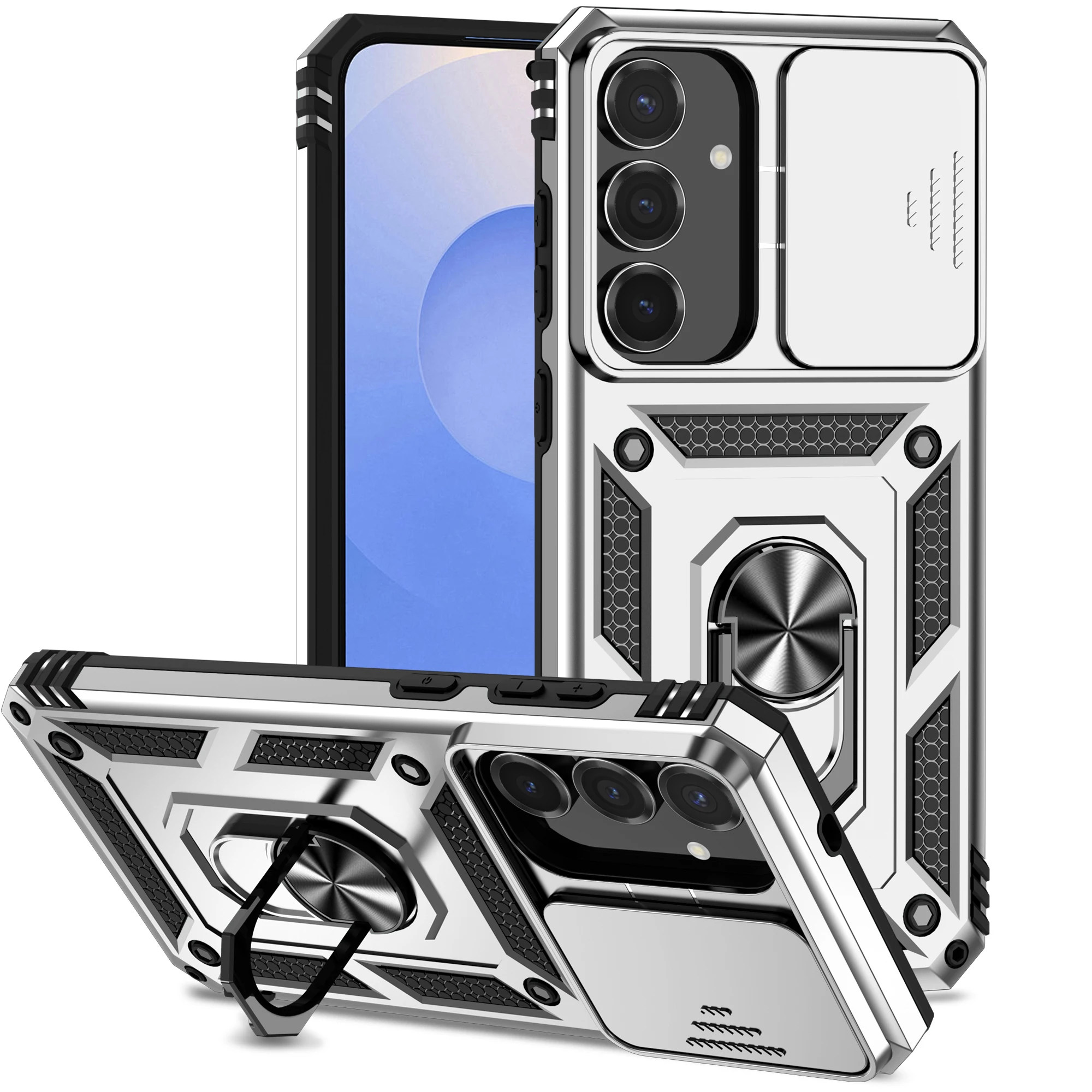 Shockproof Armor Case with Ring Holder and Lens Protection – Enhanced Durability Cover