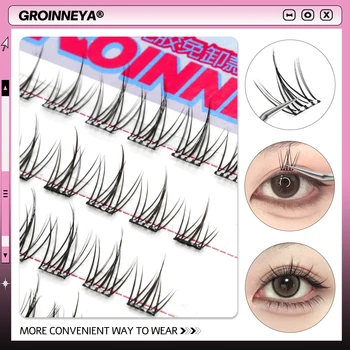 GROINNEYA Self Adhesive DIY Lash Extension Kit Lash Clusters No Glue Needed DIY Lash Extension Pre Glued Cluster Lashes 5