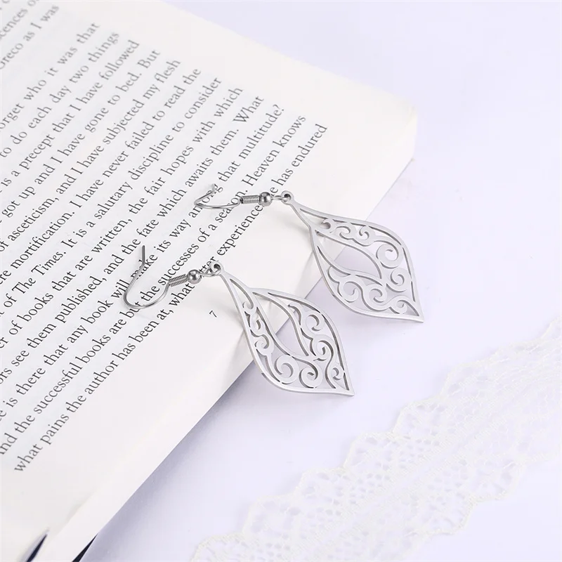 Edelstahl Frauen Böhmischen Filigrane Creolen Mode Silber Farbe Tropfen Ohrring Teardrop Schmuck Zubehör Boho Geschenk – Detail 26