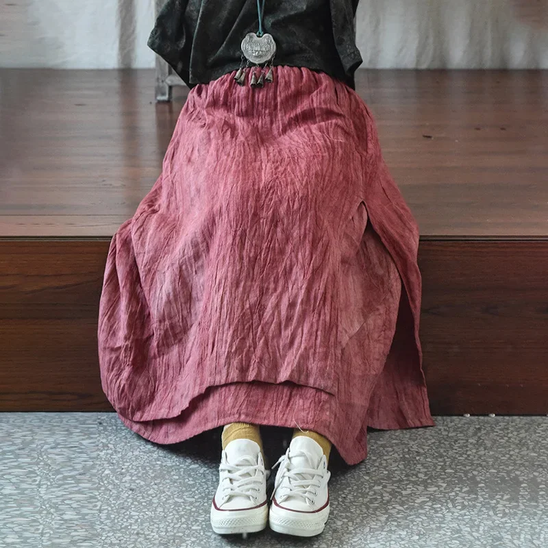 가을 문학 인과 스커트 여성 하라주쿠 하이 웨스트 탄성 고딕 일본식 라미 더블 레이어 중세 스윙 스커트