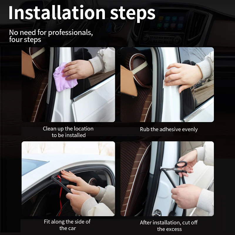 Double Layer Auto Door Seal Strip - Noise-Reducing Rubber Protector for Doors, Hoods, and Trunks