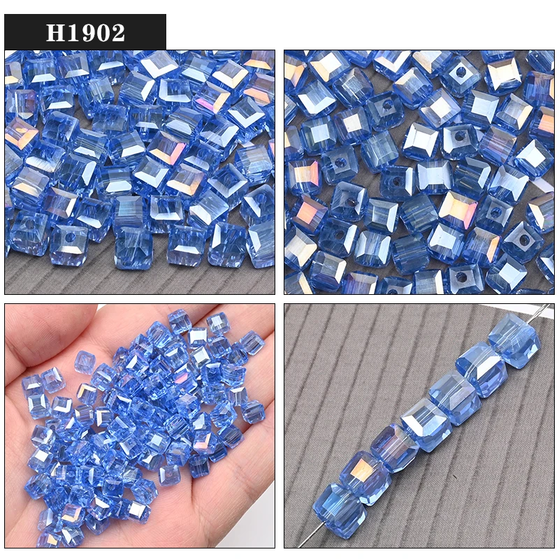 Cezch 8mm Cube Glas Perlen Einfarbig Galvanisieren Kristall Perlen Faceted Spacer Lose Perlen für Halskette Ohrring Schmuck Machen – Detail 7