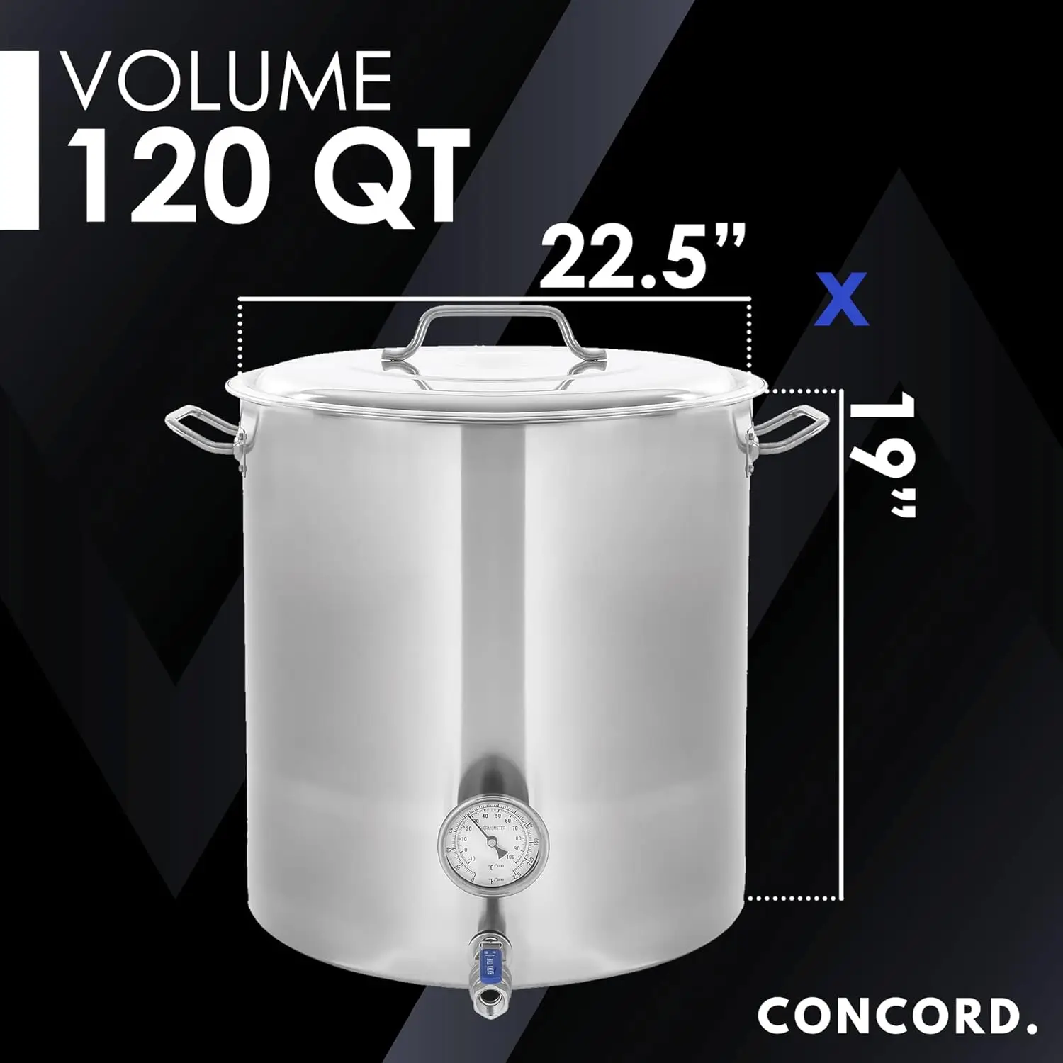 Steel Home Brew Kettle Stock Pot (Weldless Fittings) (120 QT/ 30 Gal) 6