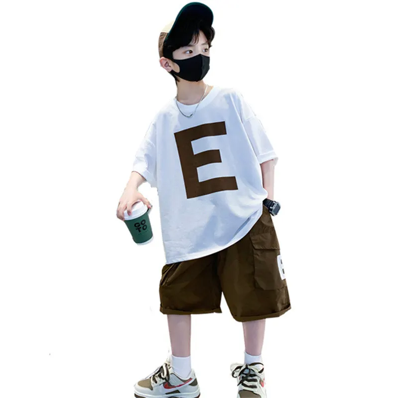 

Children Clothing for Boys 6 8 10 12 14Years Set Short Sleeve T-shirt +Shorts 2pc Sports Casual Outfits for Teen Boy Outfits