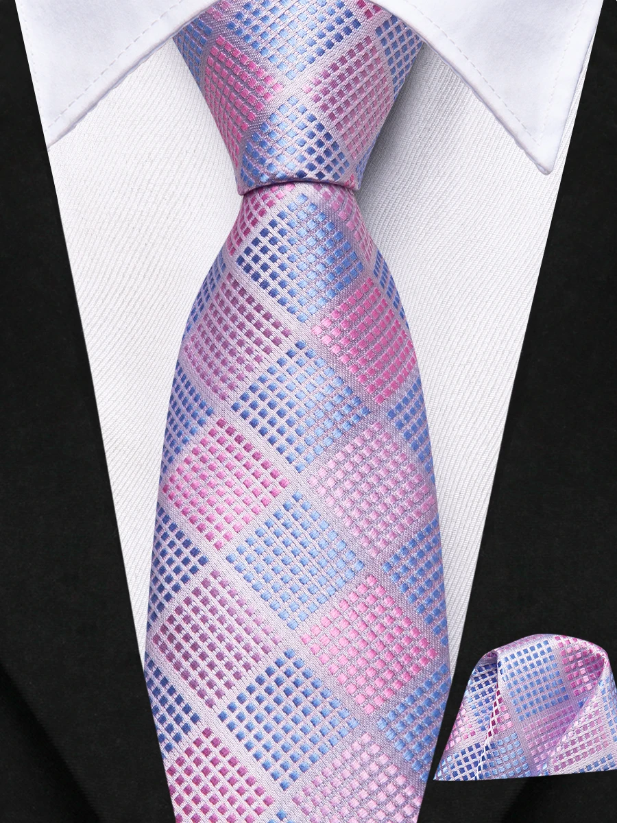 Фото Hi-Tie/резинки для девочек в клетку розового и синего цвета для мальчиков, детский Шелковый галстук, 120 см, длина 6 см, Детская школьная форма, аксессуары №1