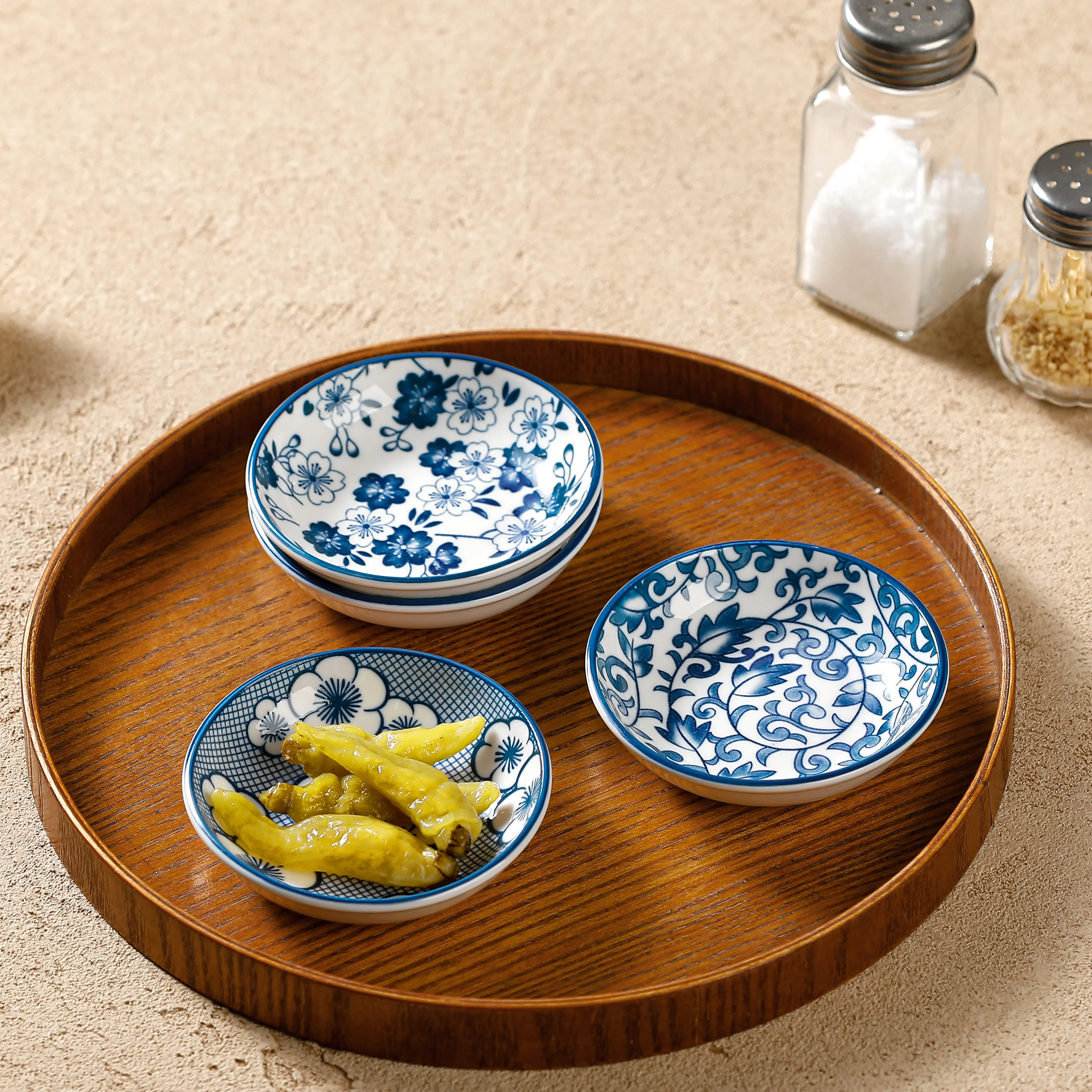 Mini Ceramic Sauce Dishes - Retro Chinese Style Sashimi Sushi Plates 6PCS Set