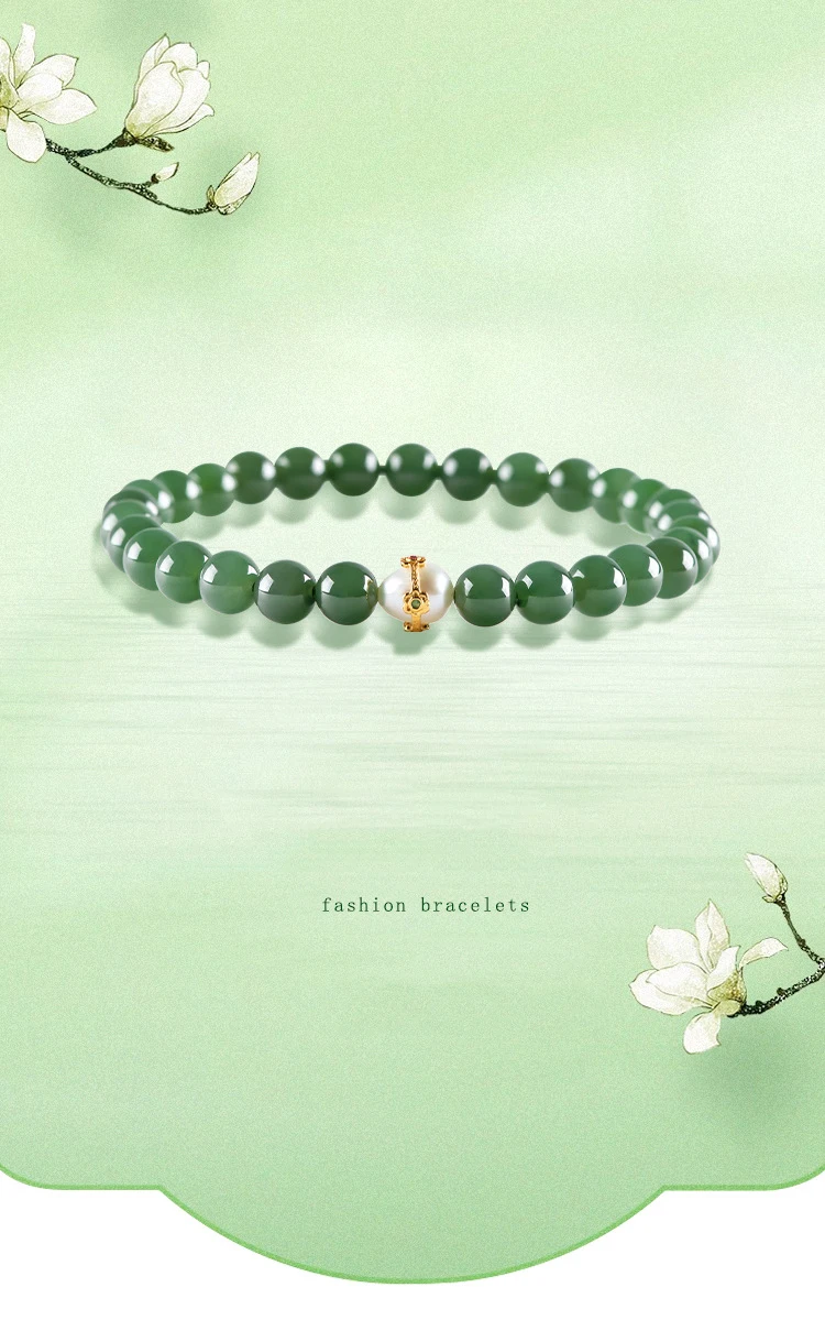 Natürliches altmodelles Hetian-Jade-Jaspis-Perlenarmband für Frauen, alter Stil, Edelstein-Hand, High-End-Geschenk, Unterstützung im Großhandel – Detail 1