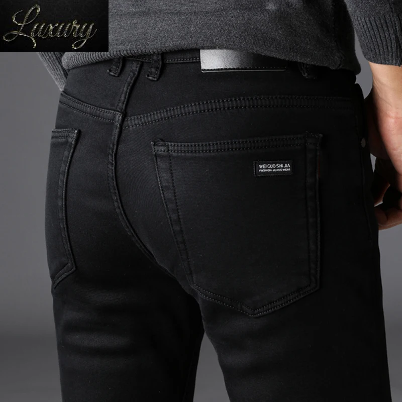 

Men's Classic Jeans Designer Biker Dress Denim Pants Slim Fit Stretch Cowboy Trouser Male Brand Clothing Black Men