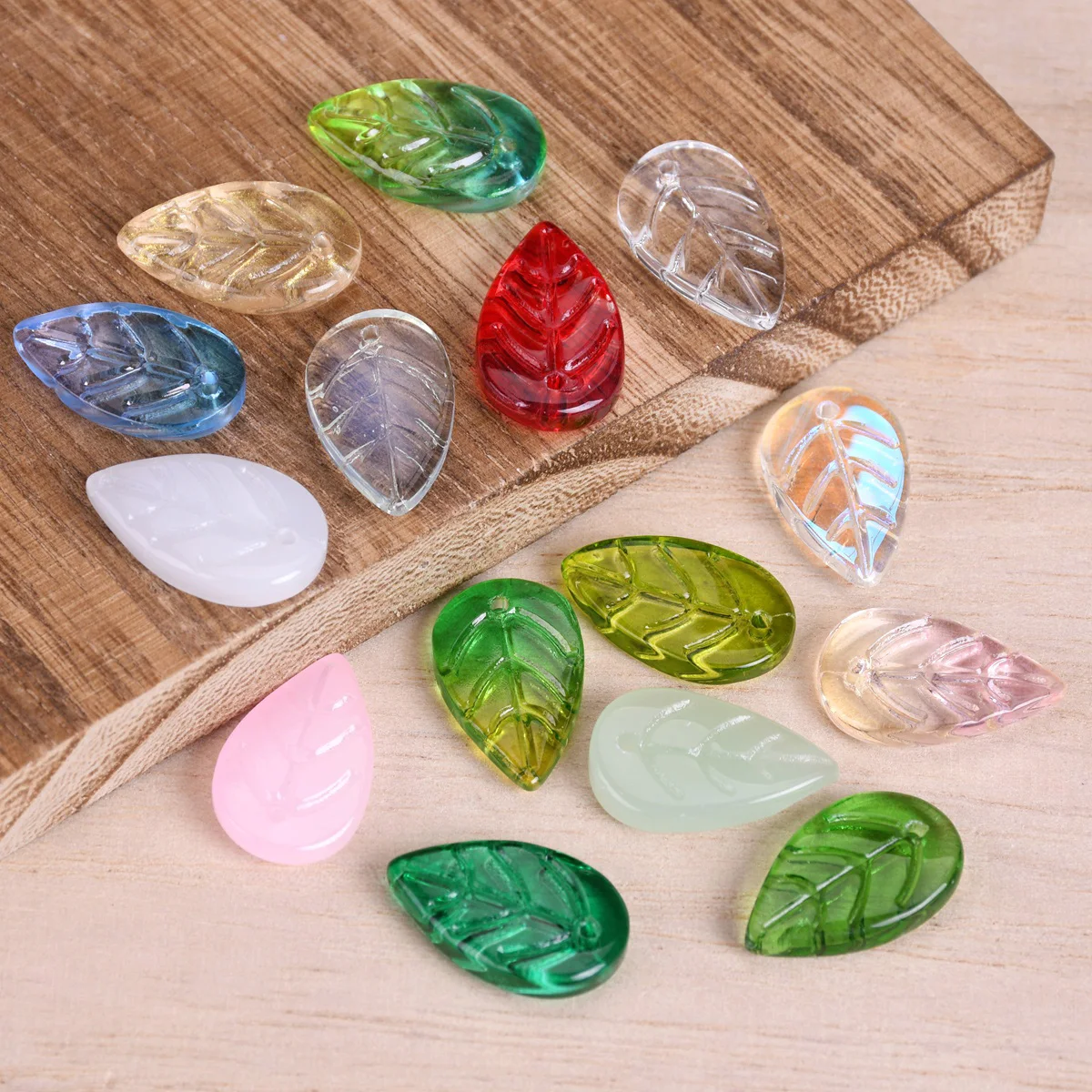 10pcs 잎 모양 18x11mm 수제 호일 Lampwork 유리 느슨한 펜 던 트 비즈 보석 만들기 DIY 공예 결과 만들기